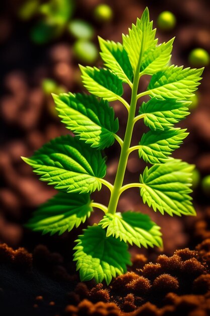 Une plante avec une plante dedans qui est sur une table