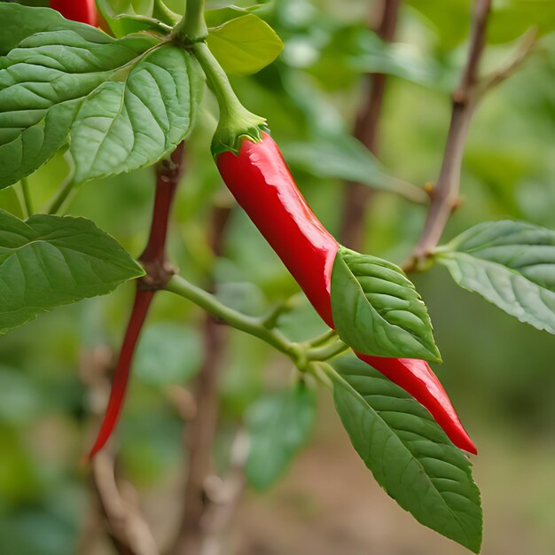 Photo une plante avec des poivrons rouges qui sont à l'extérieur