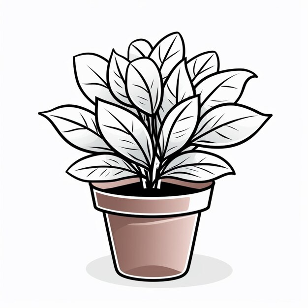 Photo une plante en pot de dessin animé avec une plante à feuilles vertes dedans ai générative