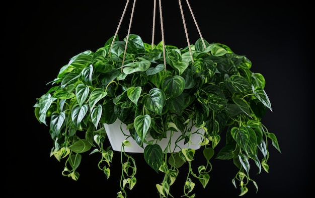 Plante en pot avec des fleurs suspendues