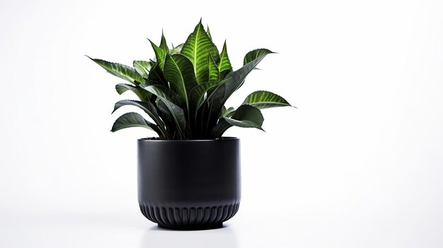 Plante en pot noire avec un fond blanc IA générative