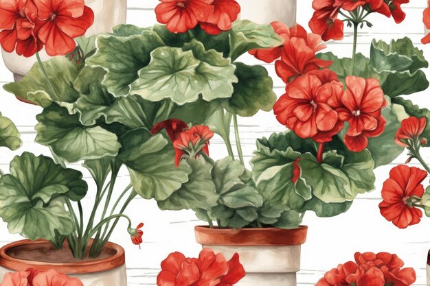 Plante en pot vibrante avec des fleurs rouges créées avec la technologie Generative AI