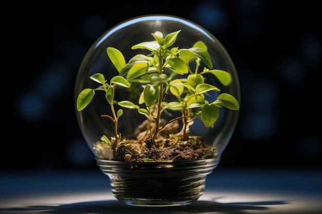 Photo plante poussant à l'intérieur d'une ampoule