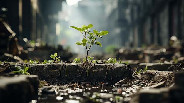 Plante poussant à partir d'un arbre dans le jardin concept de protection de l'environnement ai générative