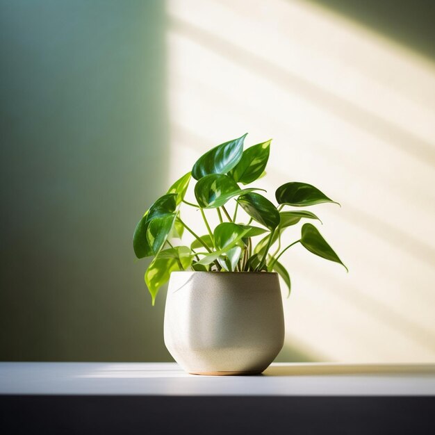 Une plante qui pousse dans le sol avec le soleil qui brille dessus