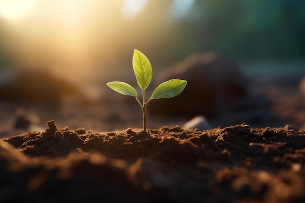 Une plante qui pousse dans la terre