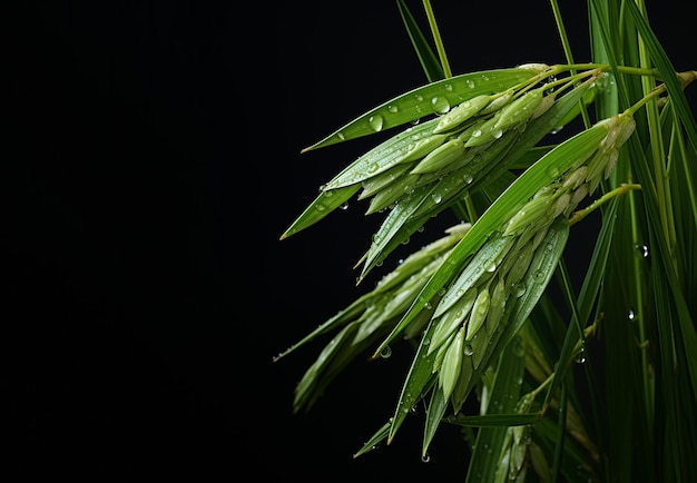 Plante de riz sur fond noir