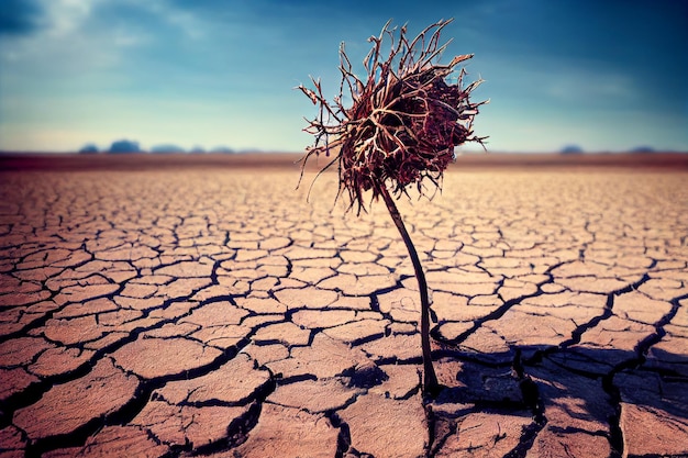 Plante sans feuilles poussant sur la terre ferme