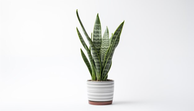 Une plante de serpent sansevieria isolée sur un fond blanc