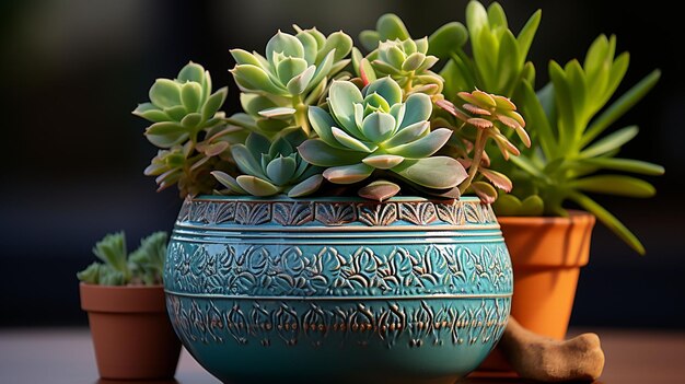 Plante succulente dans un pot en céramique
