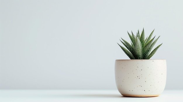 Plante succulente verte dans un pot blanc