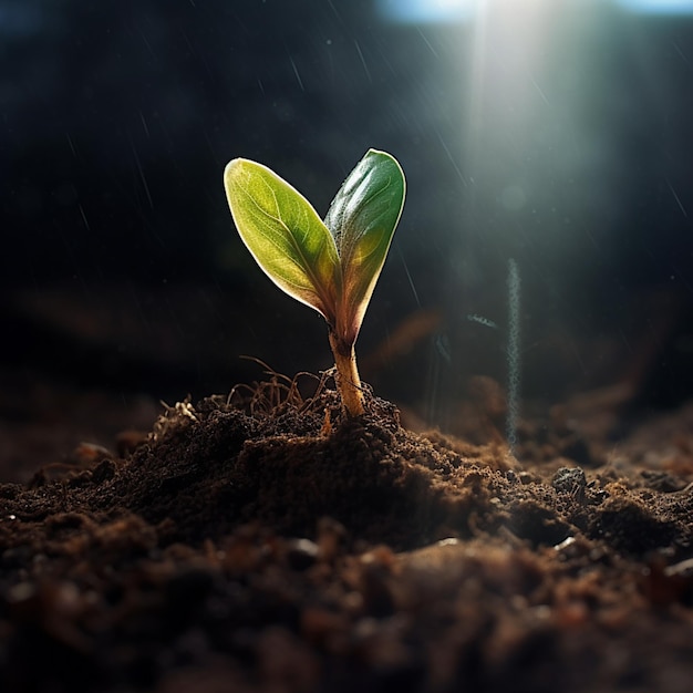 Une plante en train de naître