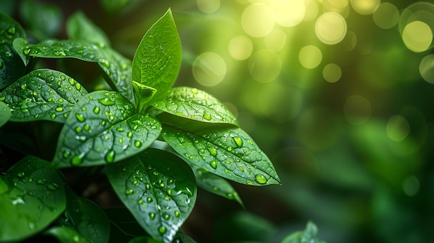 Plante verte couverte de gouttes d'eau