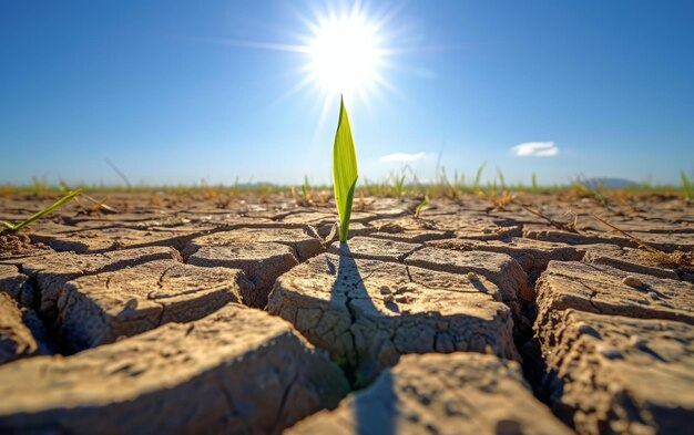 Photo une plante verte dans un sol fissuré illustre le concept de résilience à la vie