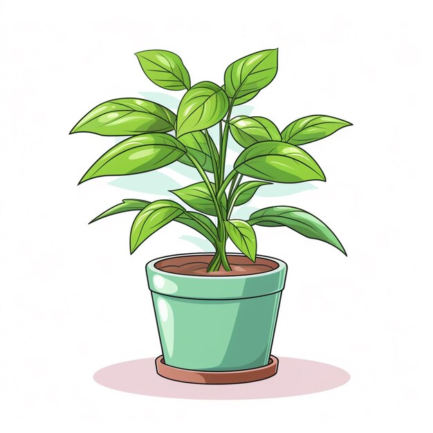 Photo une plante verte de dessin animé dans un pot avec un fond blanc génératif ai