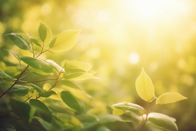 Une plante verte avec des feuilles jaunes au soleil