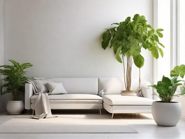 plante verte photo dans le salon blanc avec espace libre