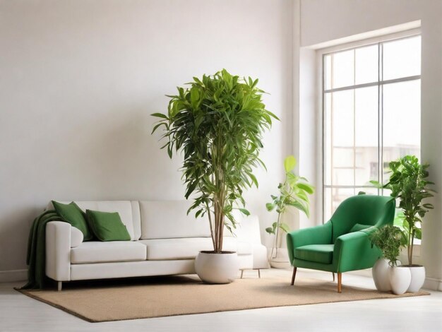 plante verte photo dans le salon blanc avec espace libre