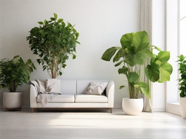 plante verte photo dans le salon blanc avec espace libre