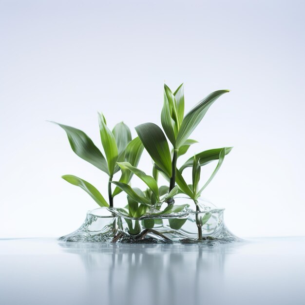 Une plante verte qui pousse dans l'eau