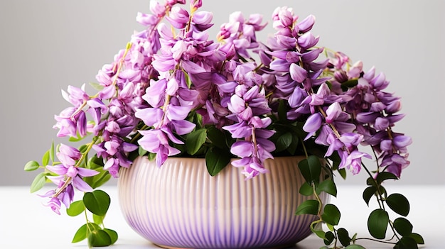 Plante de wisteria américaine dans un pot sur fond blanc