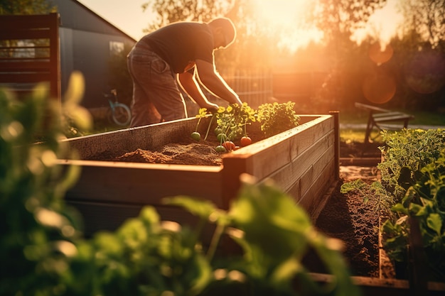 Planter des fleurs dans un jardin ensoleillé Concept de travaux de jardinage de printemps