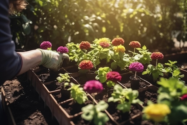 Planter des fleurs Frame care nature Generate Ai