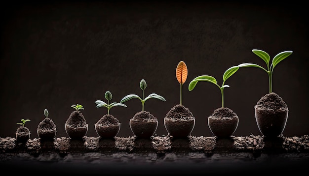 Planter les graines du succès, le parcours de la croissance des entreprises, la croissance de l'argent, l'épargne et l'investissement