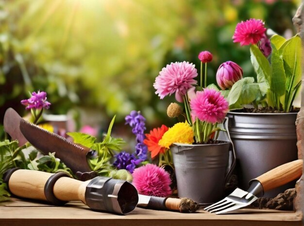 Photo planter une marguerite rouge dans le jardin concept de jardinage