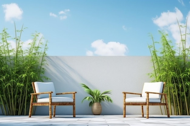 Plantes de chaises en bambou de cour Station naturelle Generate Ai