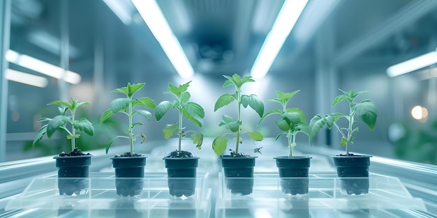 Plantes clonées inspirées par la musique minimaliste dans un environnement de laboratoire avec un espace de copie photo professionnelle Concept de plantes clonées inspirationnées par la musique minimaliste Environnement de laboratoire d'espace de copie photo