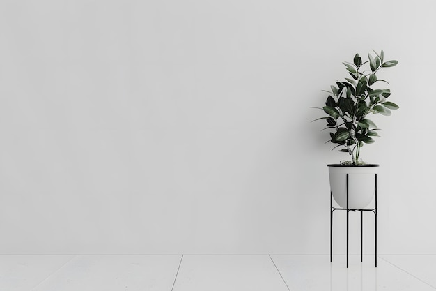 Plantes dans des pots sur une table en bois contre un mur