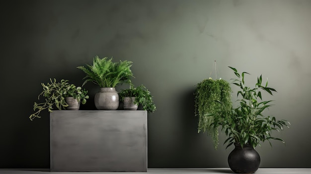 Plantes de fond gris et vert