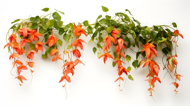 Photo plantes de groupe suspendues de vigne à flamme de bignonia isolées sur fond blanc