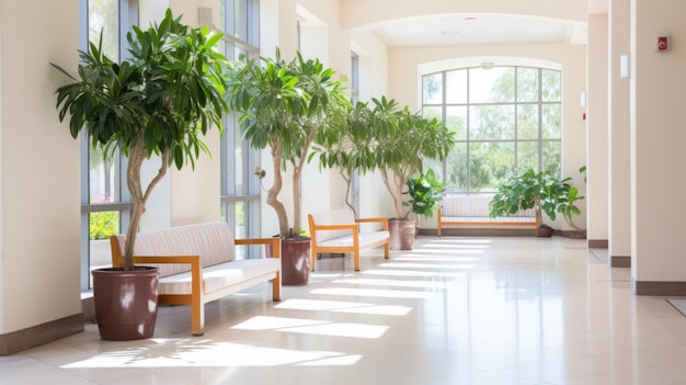 Plantes d'intérieur dans un immeuble de bureaux moderne