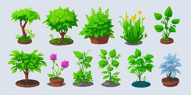 Plantes d'intérieur sur un fond gris clair un ensemble d'illustrations