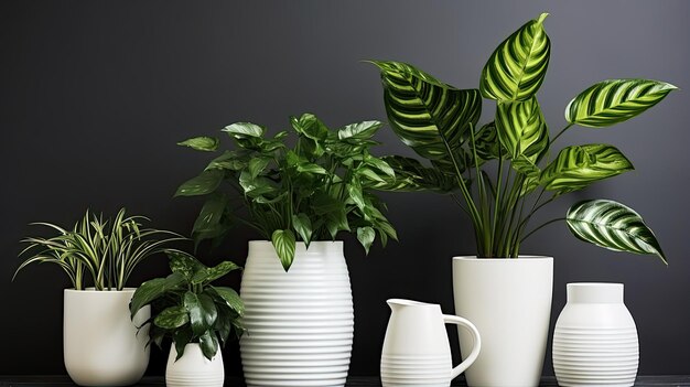 Plantes d'intérieur modernes avec mur blanc