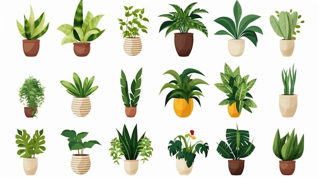 plantes intérieures pot découpes de meubles isolés sur fond blanc jardin transparent