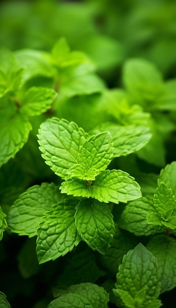 Les plantes de menthe fraîche qui poussent la flore de la menthe d'épice la famille de la mint de poivre les feuilles de la herbe génèrent de l'intelligence artificielle