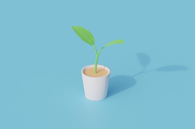 Plantes sur pot objet isolé unique. Rendu 3D