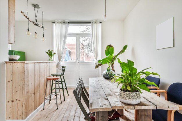 Plantes en pot sur la table à la maison