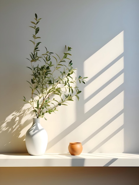 Plantes sous le soleil près du mur minimalisme Haute résolution