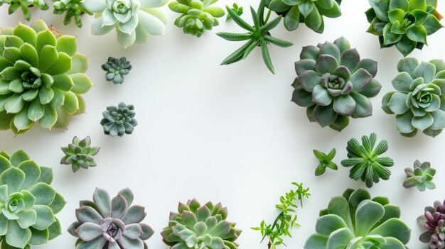 Photo les plantes succulentes créent un cadre naturel avec un espace de copie