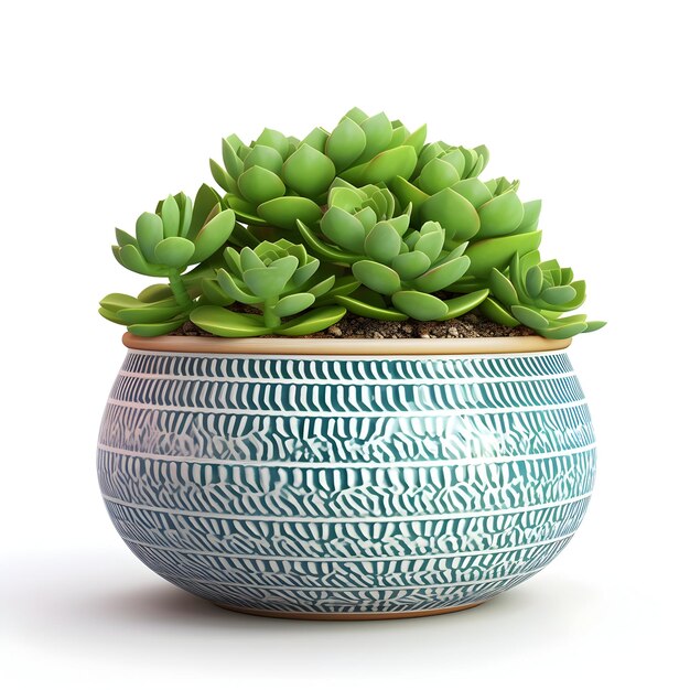 Plantes succulentes dans un pot en céramique fait main décoration intérieure de la chambre fond blanc