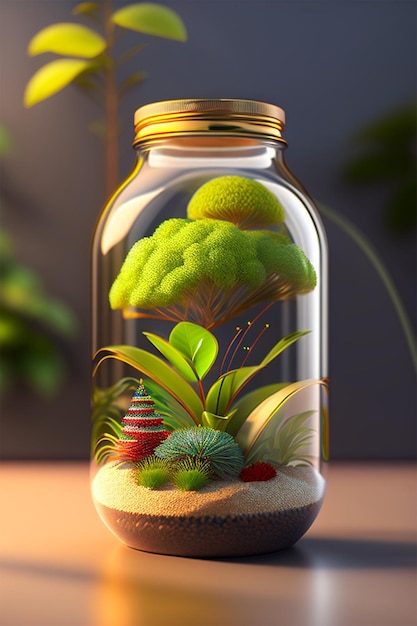 Plantes de terrariums illustration 3d