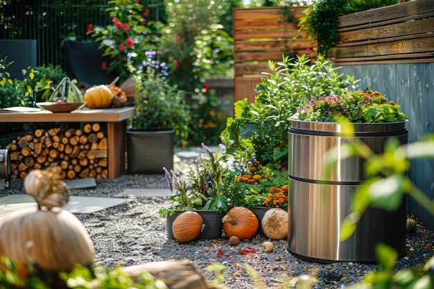 Planteuse en boîte de bois dans le jardin