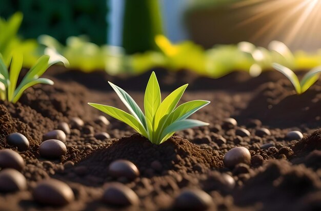 Plantez sur le sol Une belle pousse au printemps