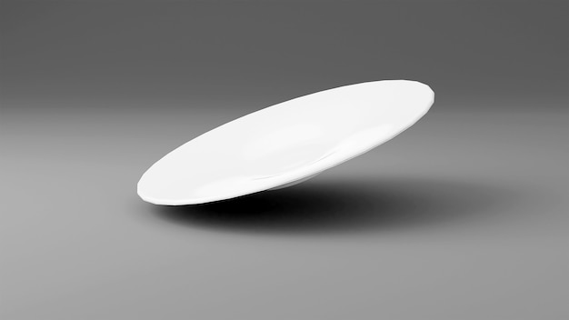 Plaque blanche volante en rendu 3D avec angle latéral