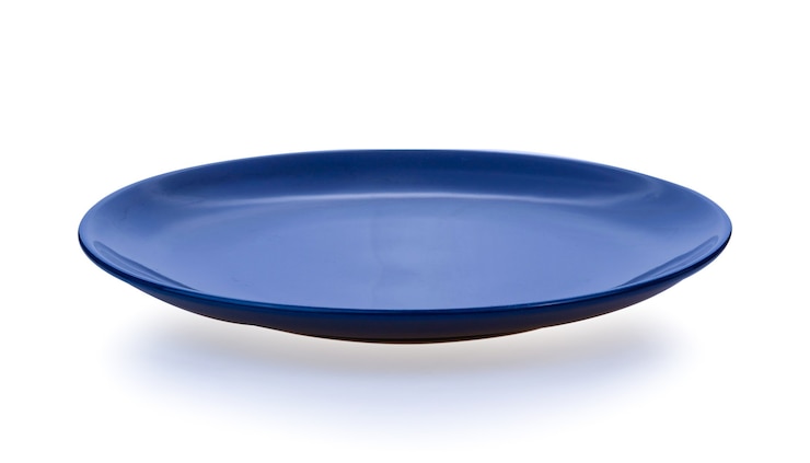 Plaque bleue isolé sur fond blanc