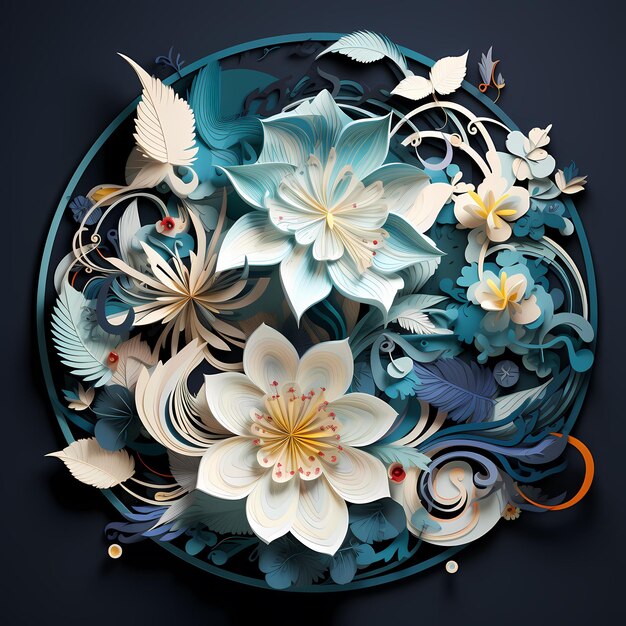 une plaque colorée avec des fleurs et des papillons